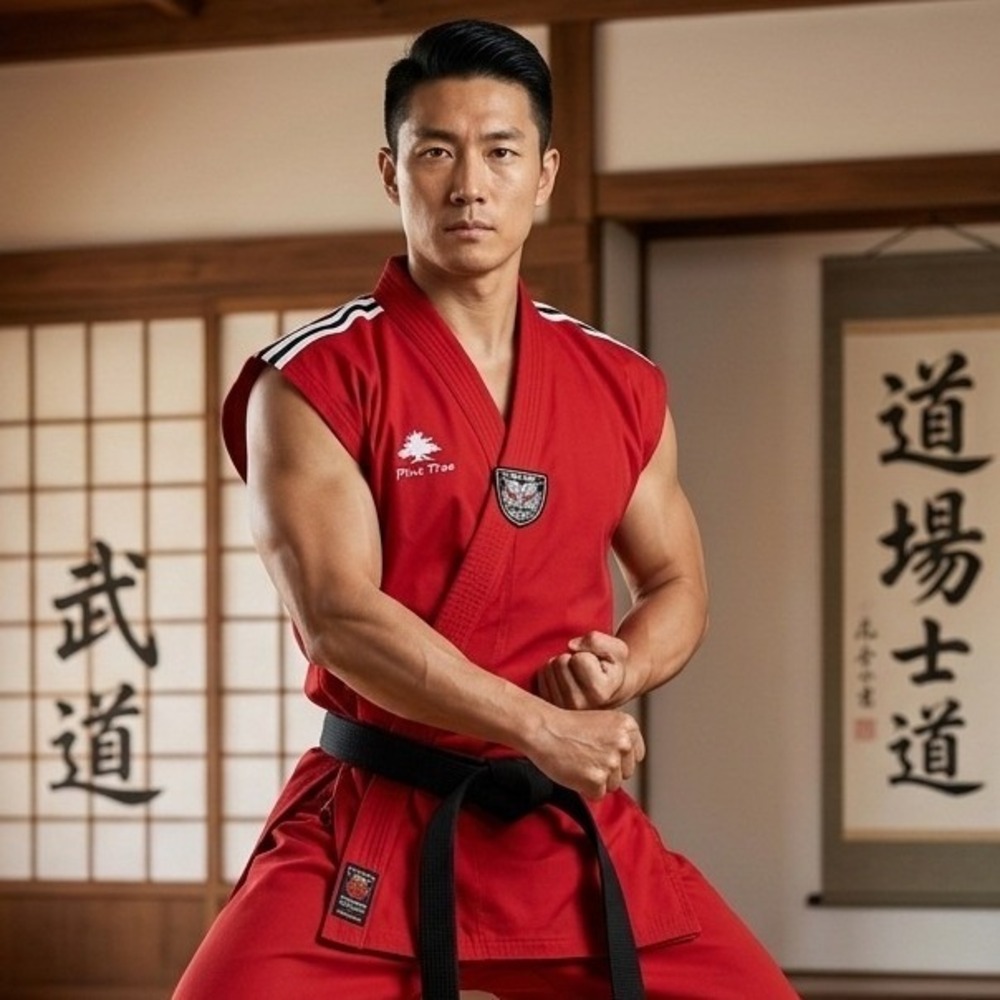 Taekwondo Vest Red Martial Arts Uniform Top Size 160 #2 Red Pine Tree Sangmoosa